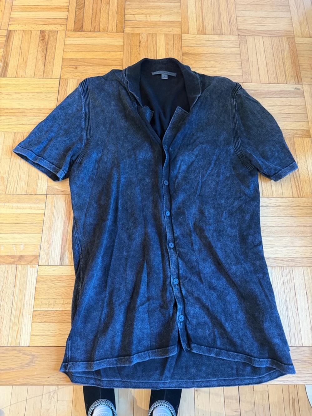 John Varvatos Short-Sleeve Button-Down in Washed Black